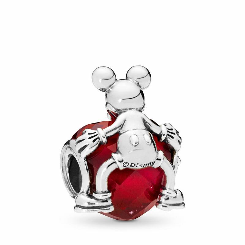 Talismane Pandora Disney Mickey Love Inima Argint/Rosii (UNlWCucq)